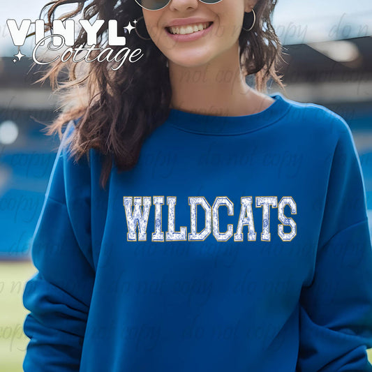Wildcats Blue Toile ~ DTF Transfer
