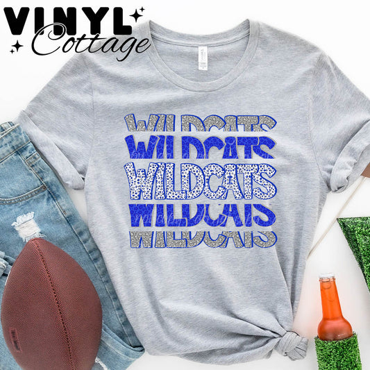 Wildcats Leopard Blue and Gray ~ DTF Transfer