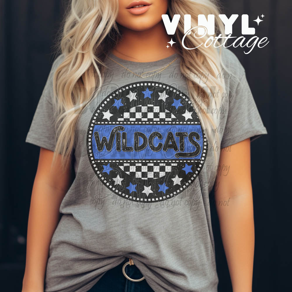 Wildcats Stars ~ Blue and White ~ DTF Transfer
