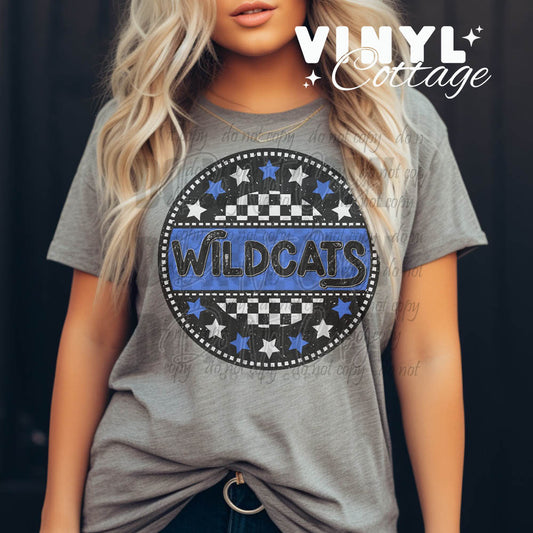 Wildcats Stars ~ Blue and White ~ DTF Transfer