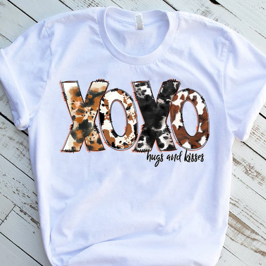 XOXO Cow Hide Hugs and Kisses ~ 26ETS01 ~ DTF Transfer