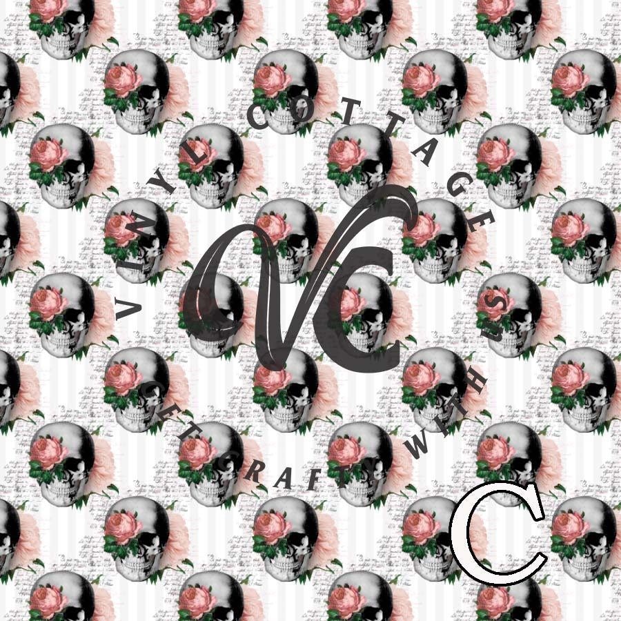 Pink Floral Skull ~ SK03