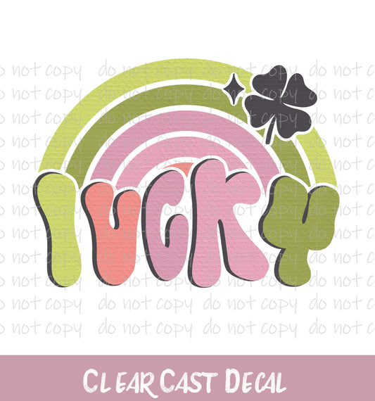 WC079 ~ White Ink Decal ~ Pastel Lucky Rainbow