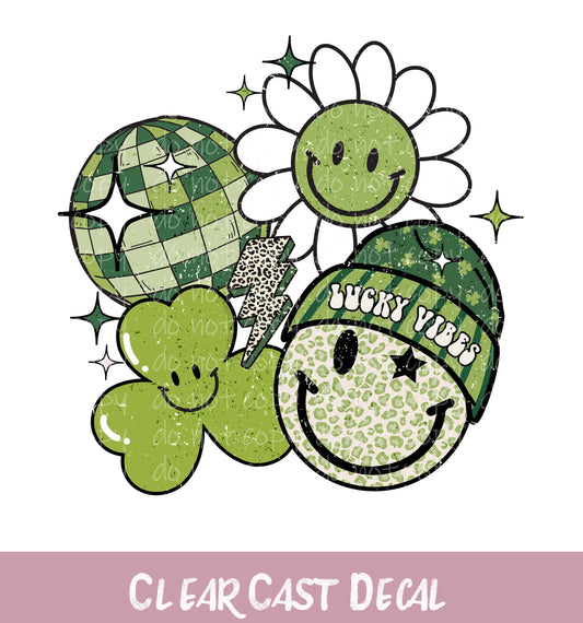 Lucky Vibes ~ White Ink Decal ~ WC093