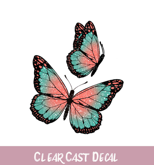 WC128 ~ White Ink Decal ~ Butterflies
