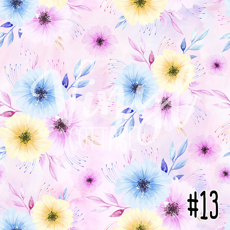 Pastel Blue & Purple Flowers