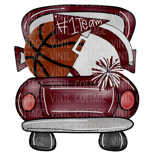 TR232 Maroon Basketball Tailgate Truck