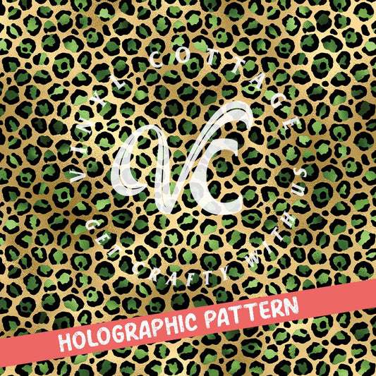 Green and Gold Leopord ~ Holographic Vinyl ~ HG25