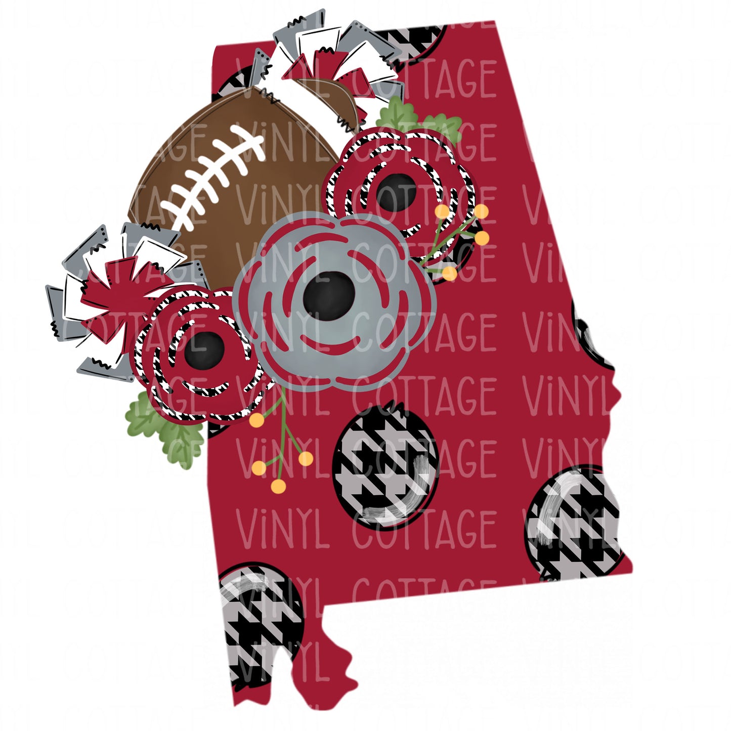 TR329 Alabama Floral Football Crimson