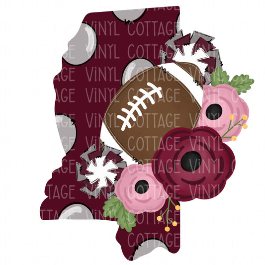 TR331 Mississippi Floral Football Maroon