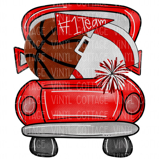 TR376 Red Basketball Tailgate Truck