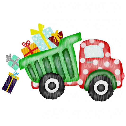 TR456 Christmas Presents Polka Dot Dump Truck