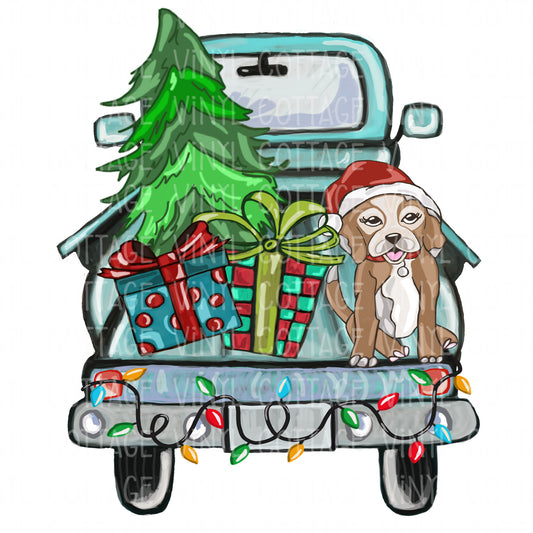 TR469 Vintage Christmas Truck with Dog