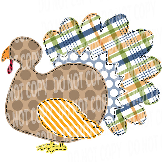 TR484 Brown and Plaid Patchwork Turkey