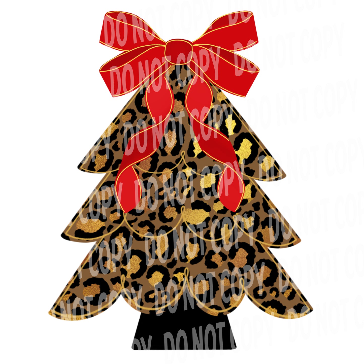 TR487 Leopard Christmas Tree with Red Ribbon Bow