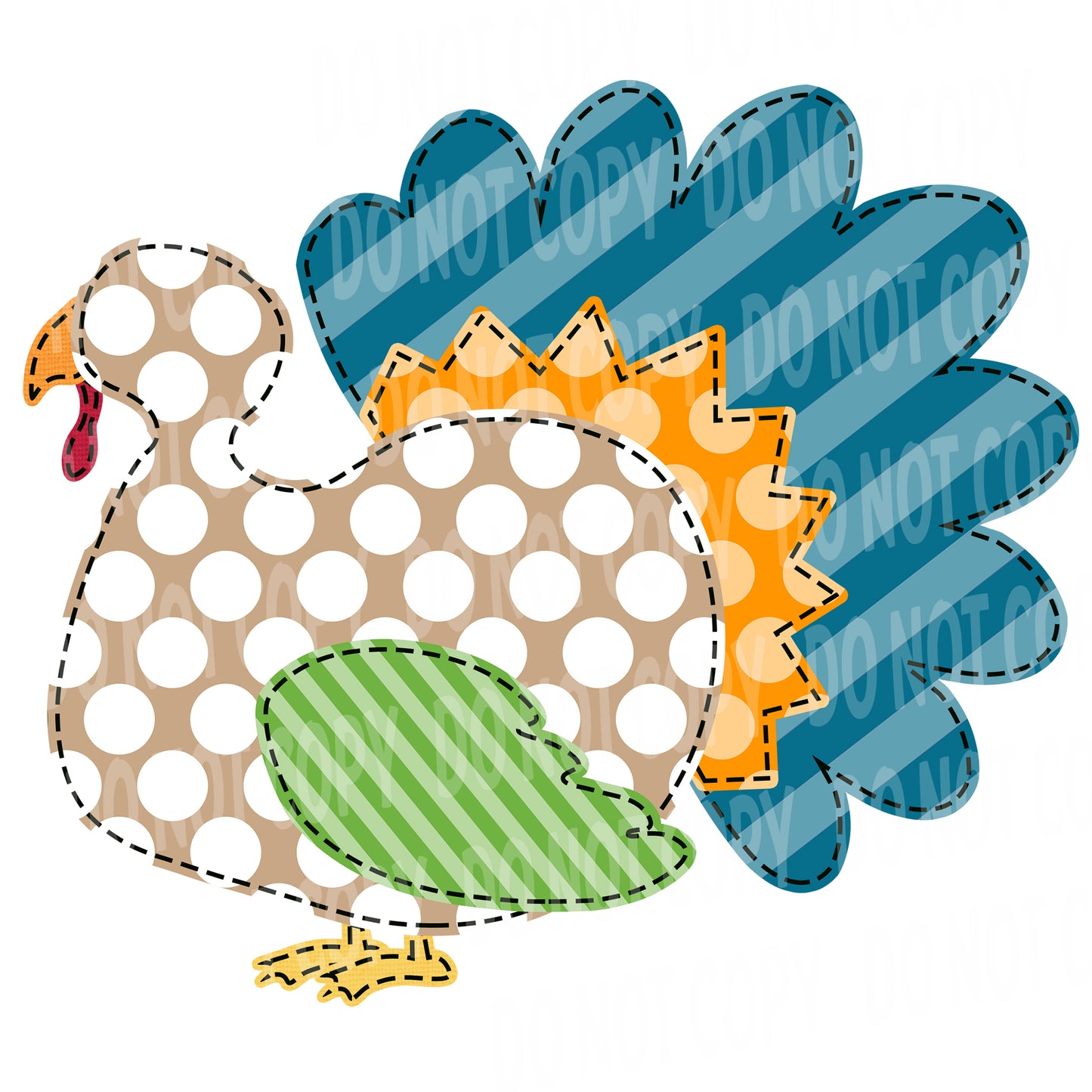 TR488 Turquoise and Brown Patchwork Turkey