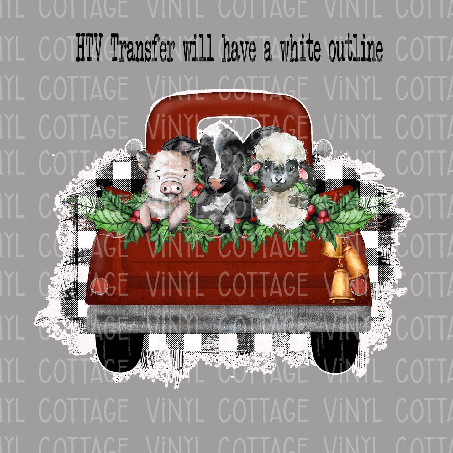 TR512 Country Christmas Farm Animals Red Truck