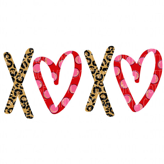 TR563 Leopard and Red Heart XOXO