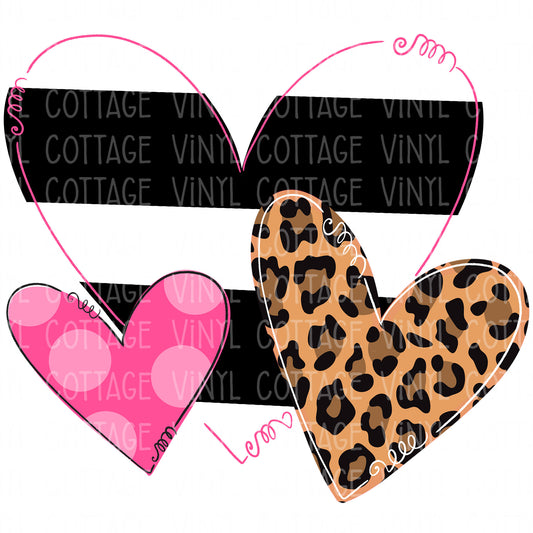 TR617 Leopard and Stripes Heart Trio