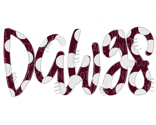 TR783 Dawgs Word Art Maroon and White