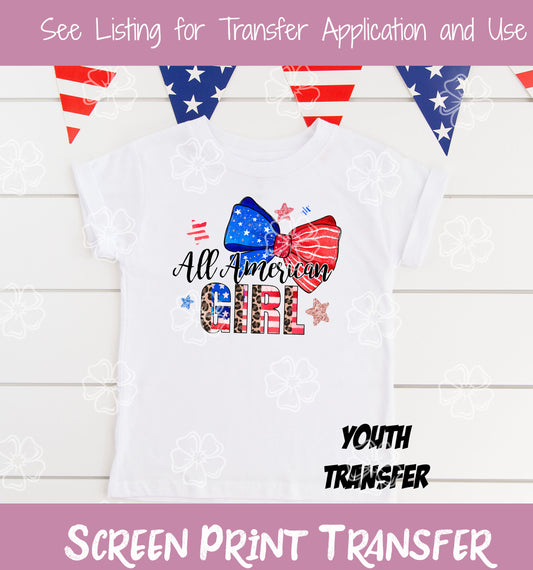 All American Girl YOUTH HIGH HEAT Screen Print Transfer #20