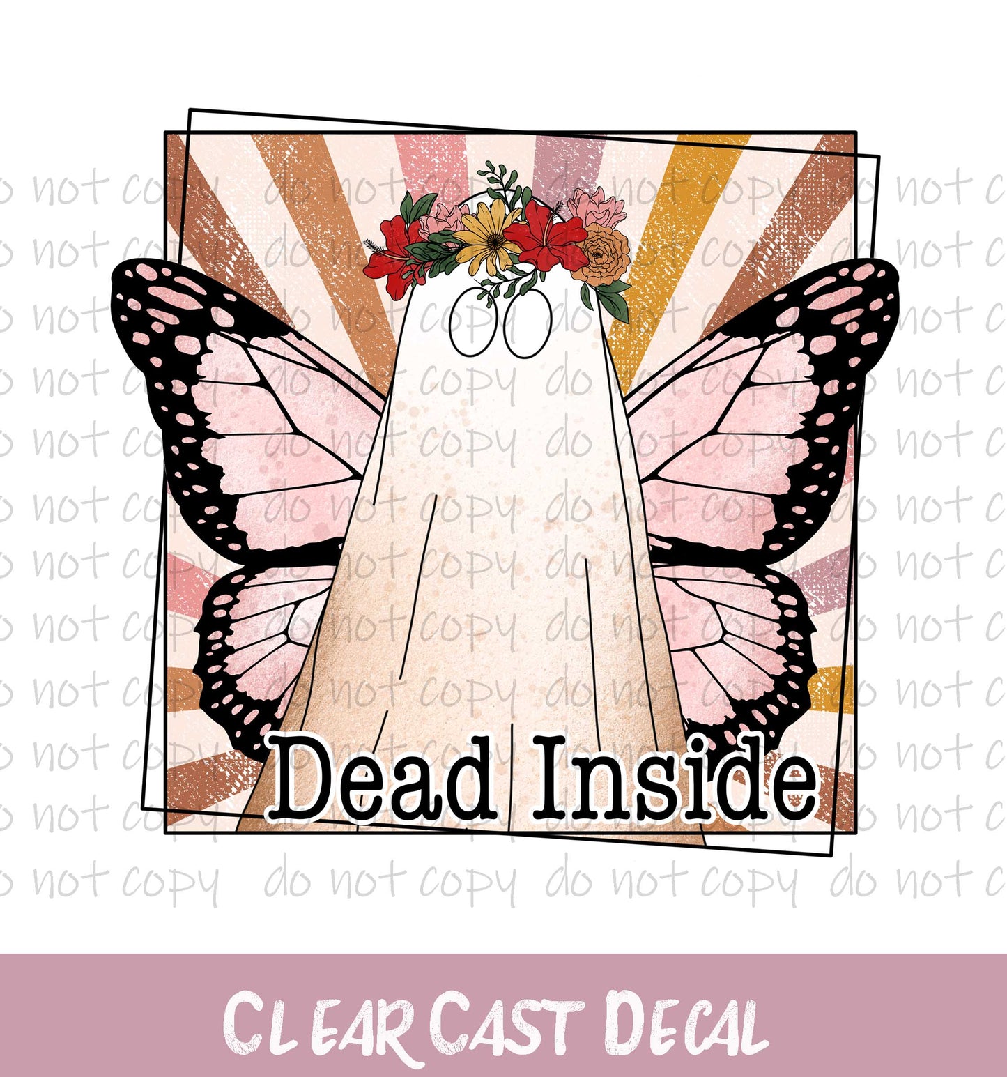 Dead Inside Butterfly Ghost ~ White Ink Decal ~WC099