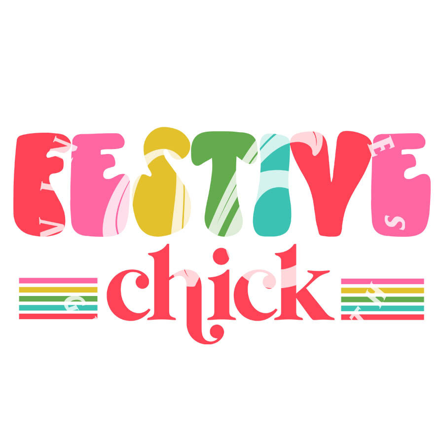 Festive Chick ~ White Ink Decal ~ WC035