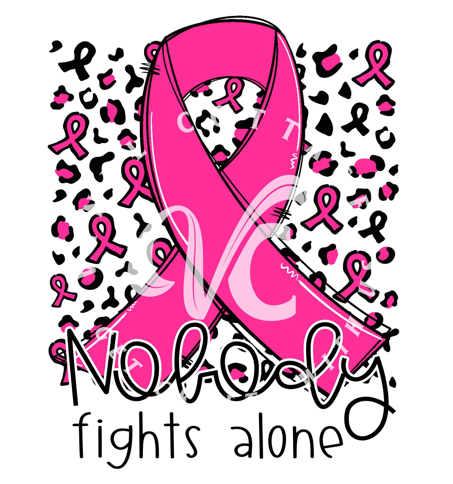 Nobody Fights Alone Ribbon ~ White Ink Decal ~ WC046