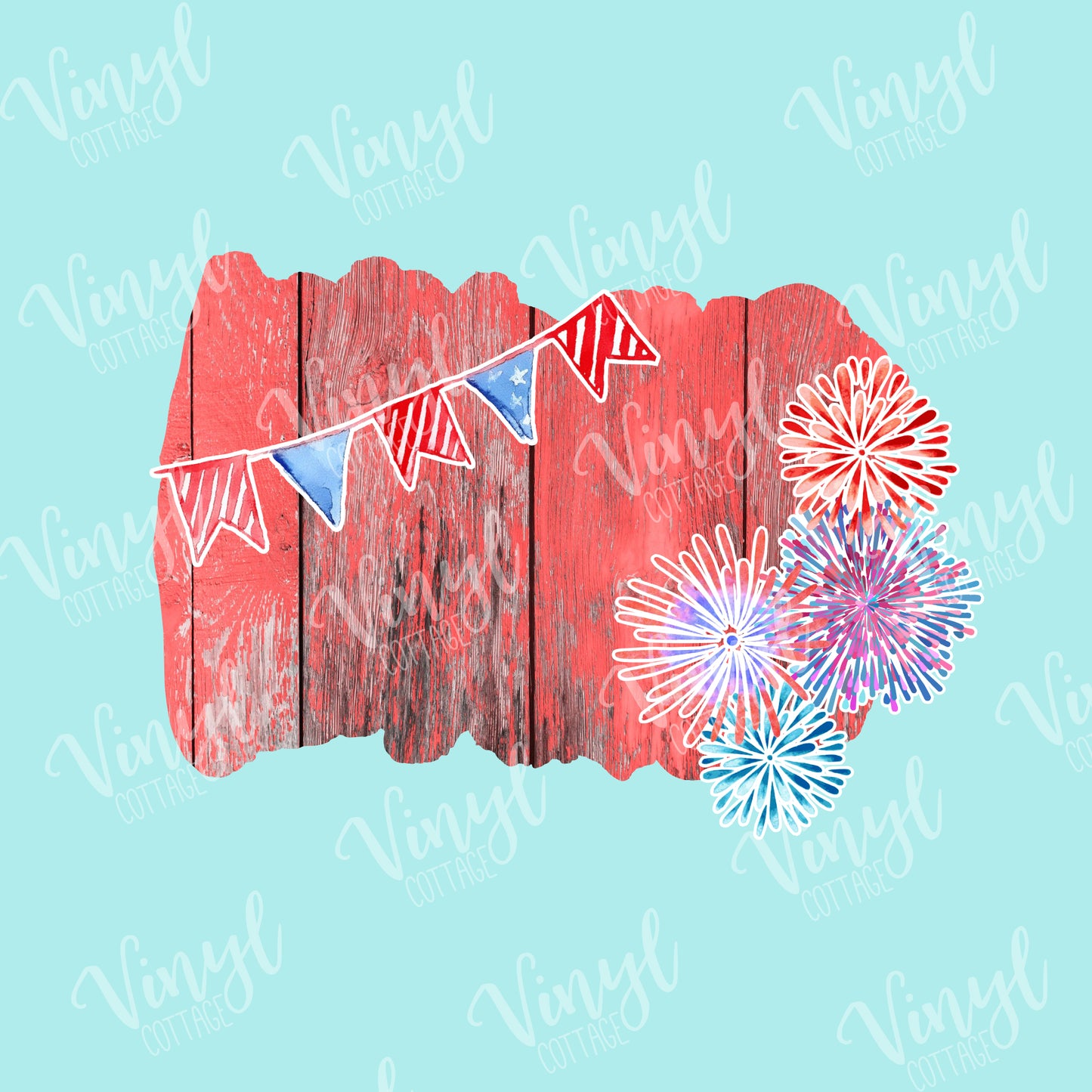 Patriotic Wood and Fireworks Frame