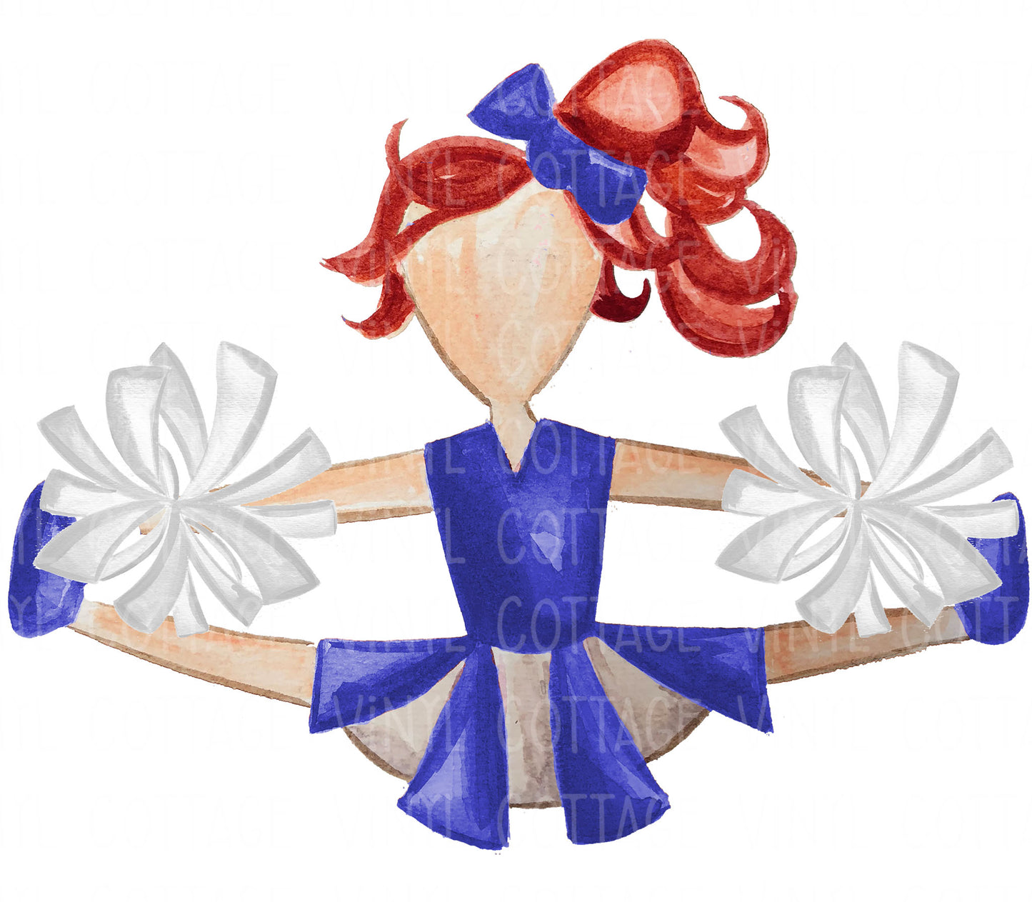 TR133 Blue and White Cheerleader Red Hair