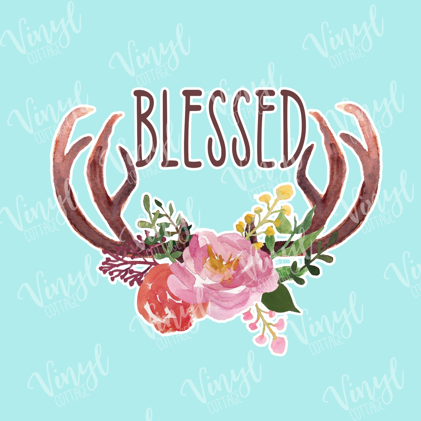 Blessed Antlers HTV Transfer--TR152
