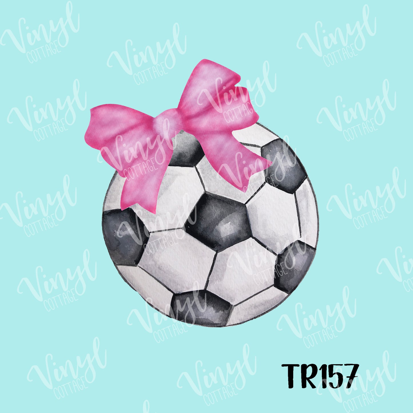 Soccer Ball with Bow HTV Transfer