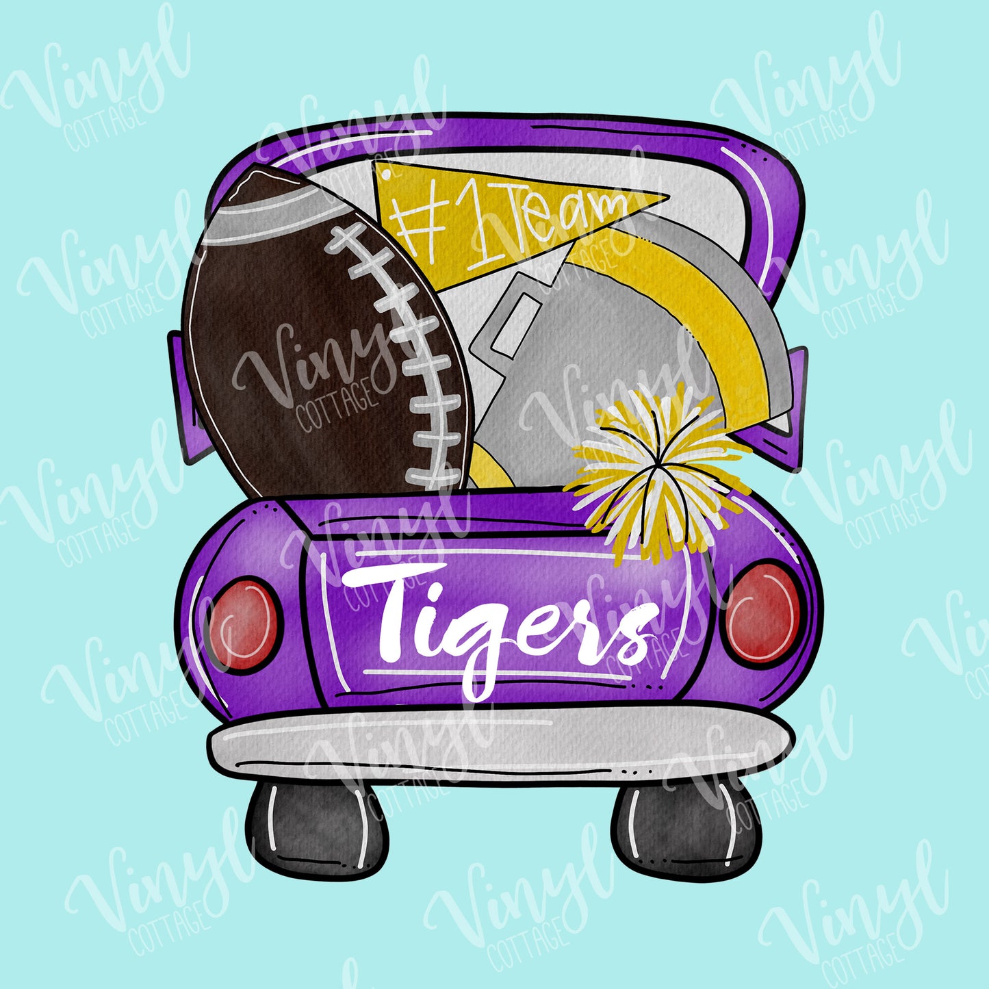 Purple and Gold Tailgate Truck HTV Transfer--TR181