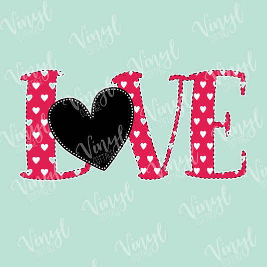 Love Heart with Stitches HTV Transfer-TR222