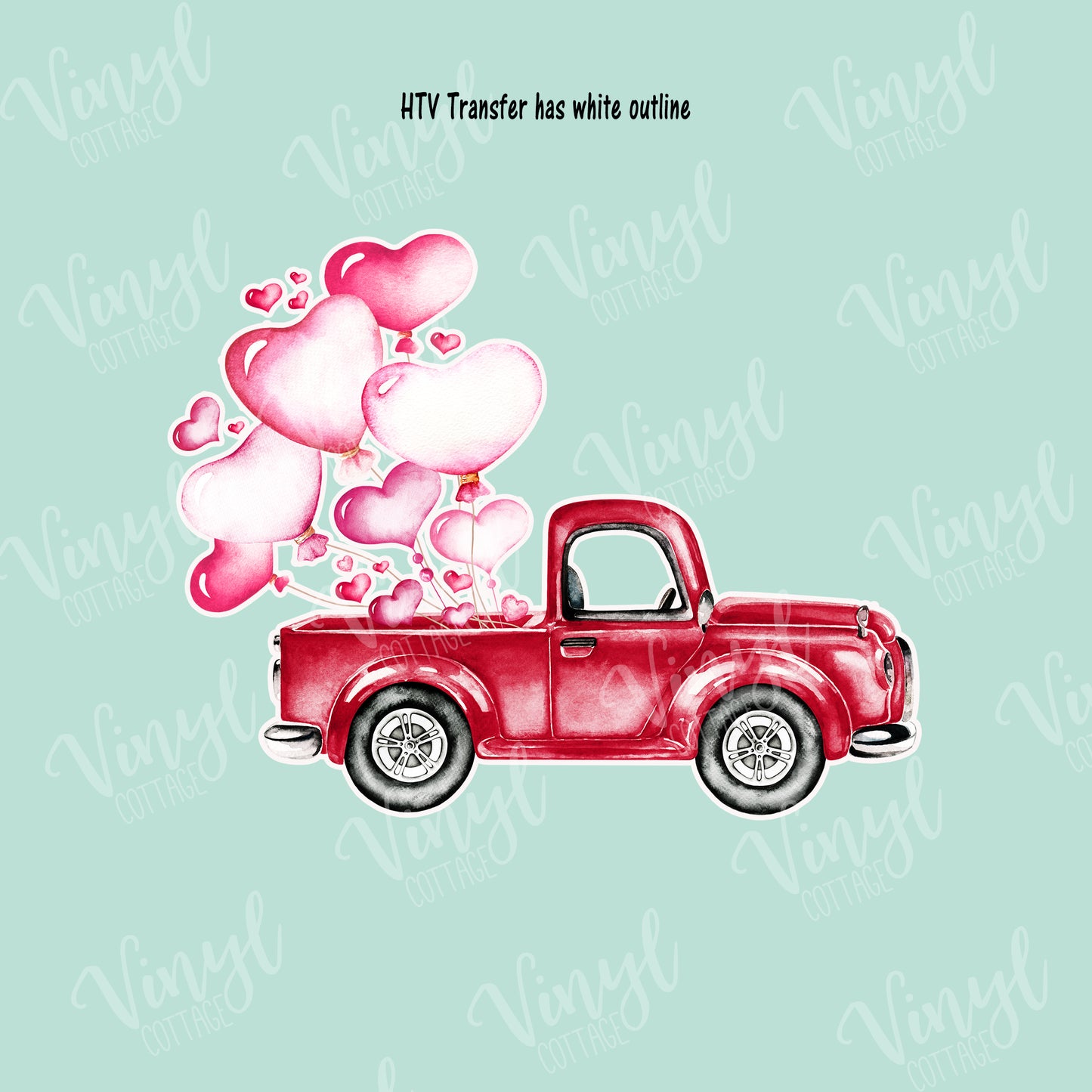Valentine Heart Balloons Truck HTV Transfer-TR230