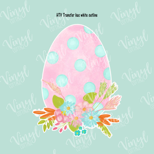 Watercolor Easter Egg with Flowers HTV Transfer-TR264