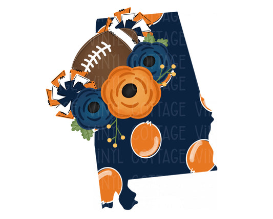 TR330 Alabama Floral Football Blue and Orange