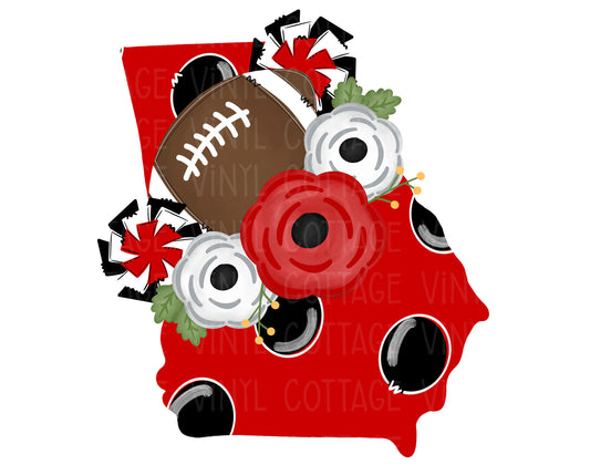 TR435 Georgia Floral Football Red and Black