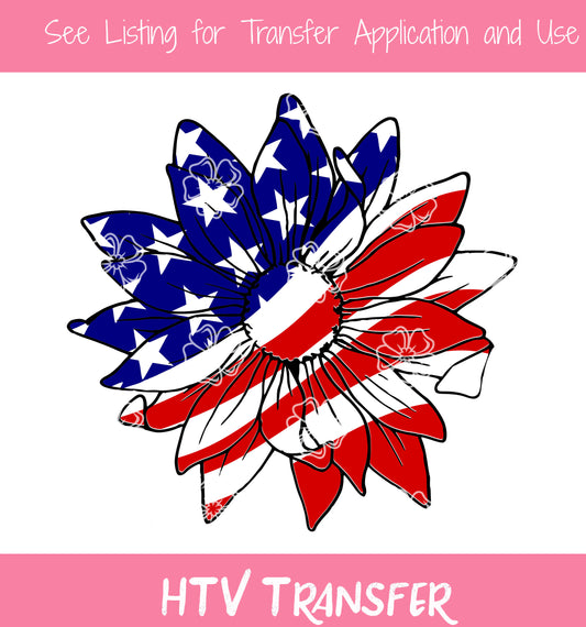 TR701 American Flag Sunflower HTV