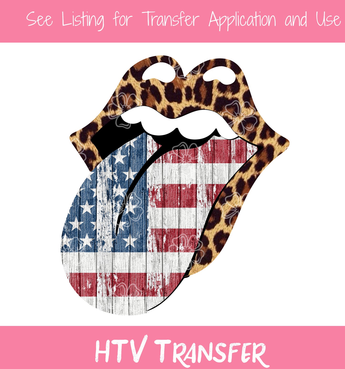 TR718 American Flag Tongue Leopard Lips HTV