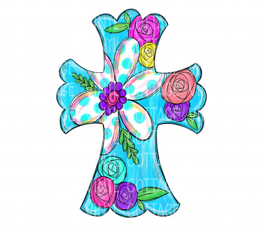 TR723 Floral Cross