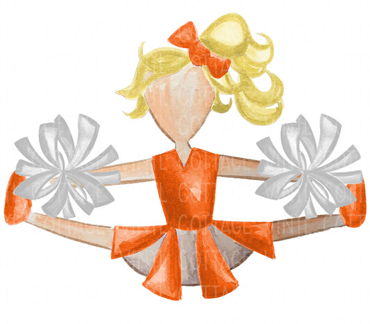 TR748 Orange and White Cheerleader Blonde