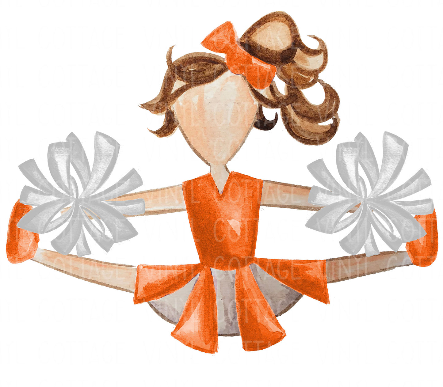 TR749 Orange and White Cheerleader Brown Hair