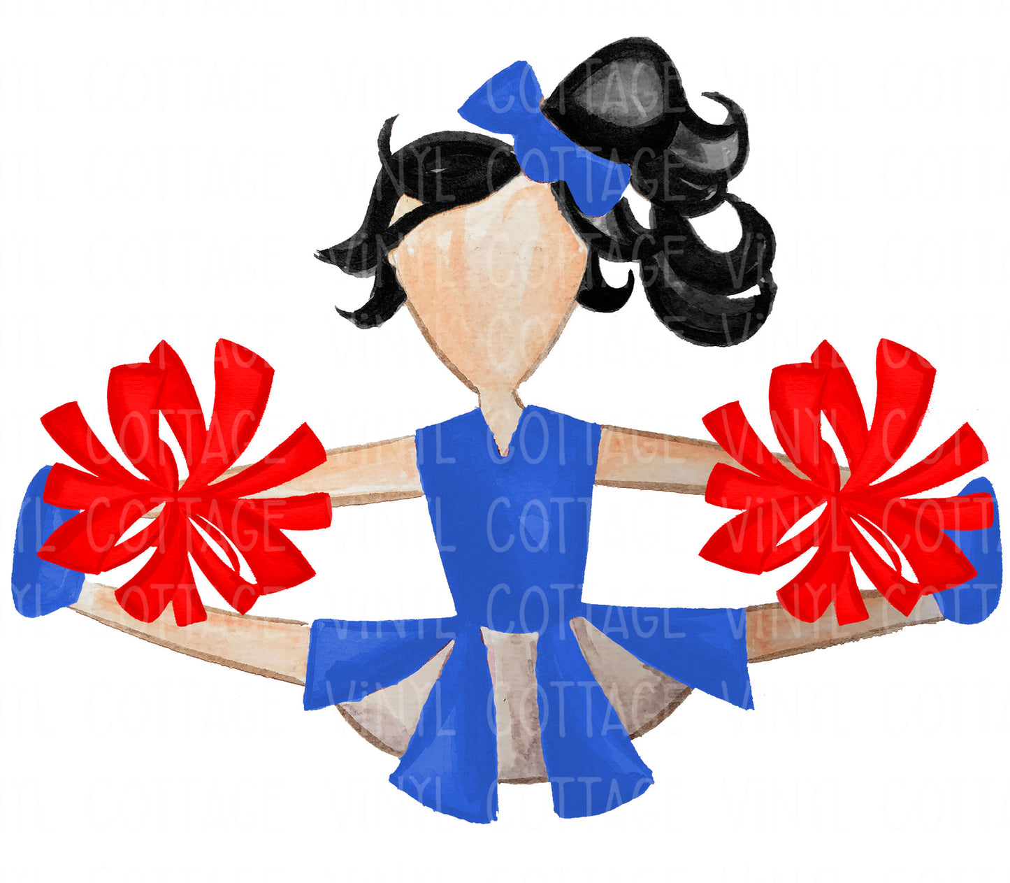 TR755 Blue and Red Cheerleader Black Hair