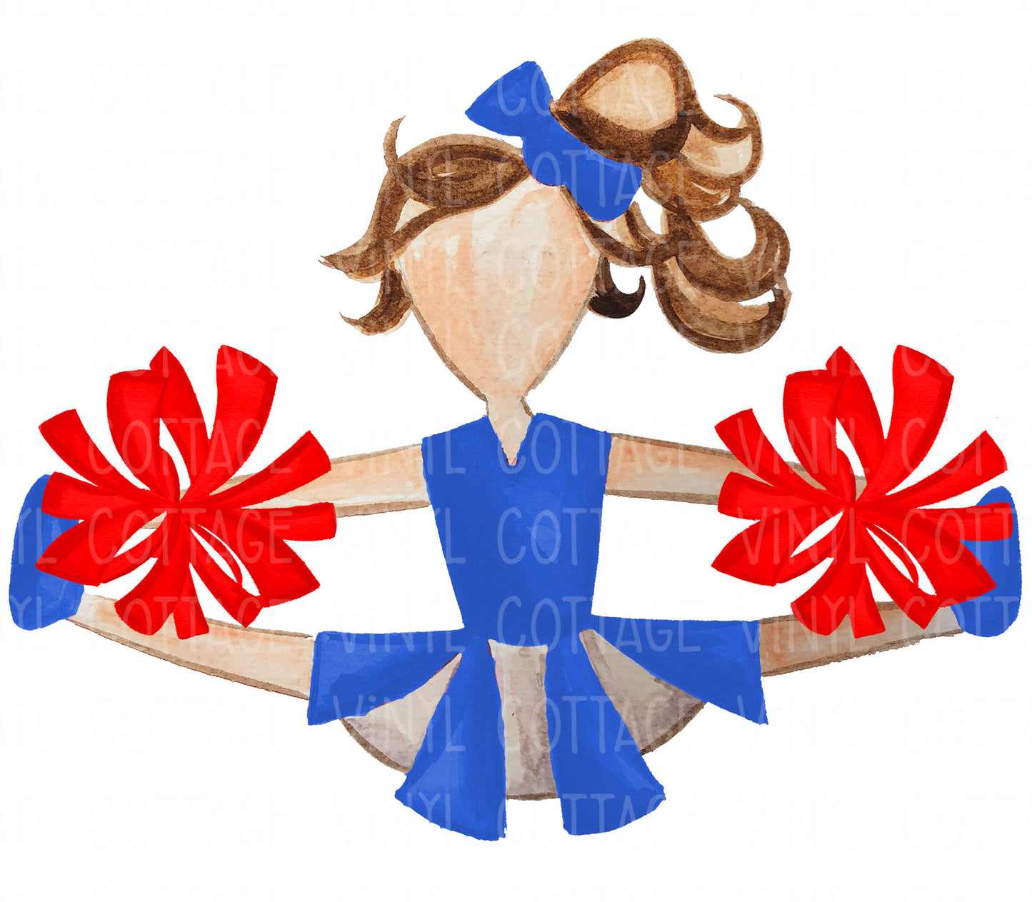 TR757 Blue and Red Cheerleader Brown Hair