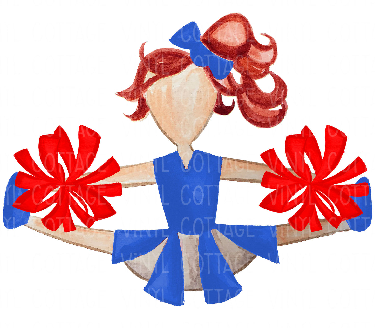 TR758 Blue and Red Cheerleader Red Hair