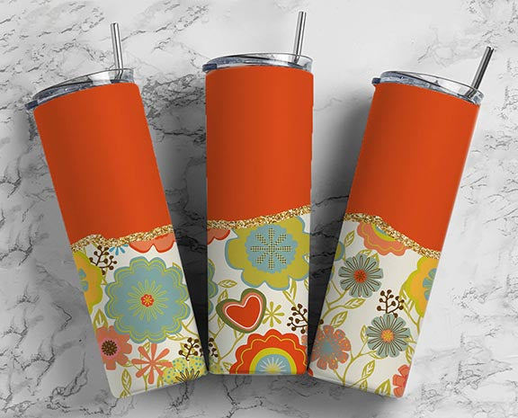 Orange Flowers ~ Tumbler Wrap ~ TW45