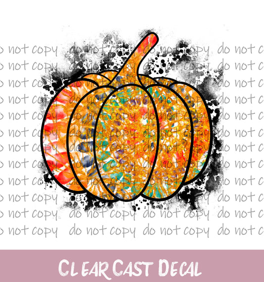 Tie Dye Pumpkin Clear Decal