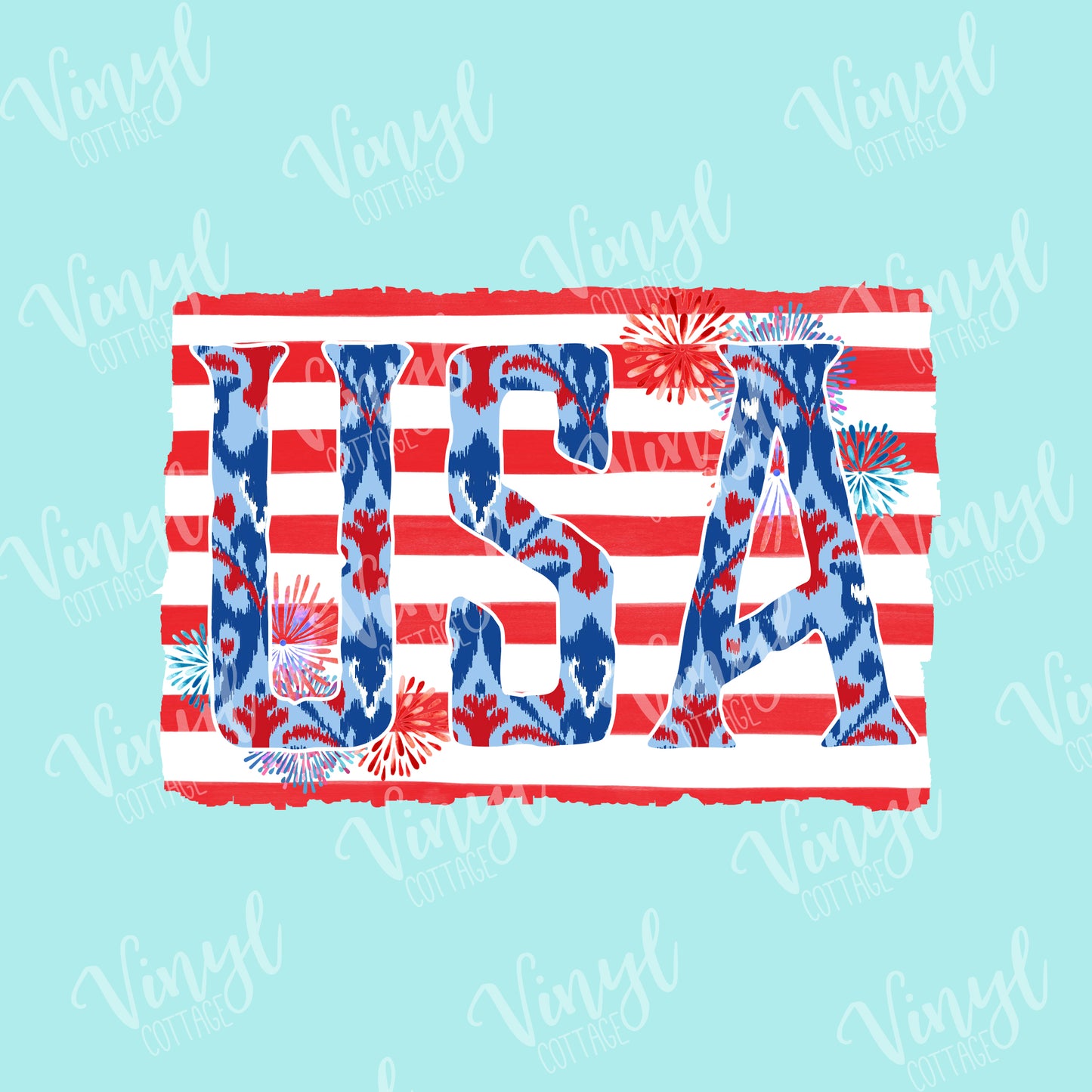 USA with Flag and Fireworks