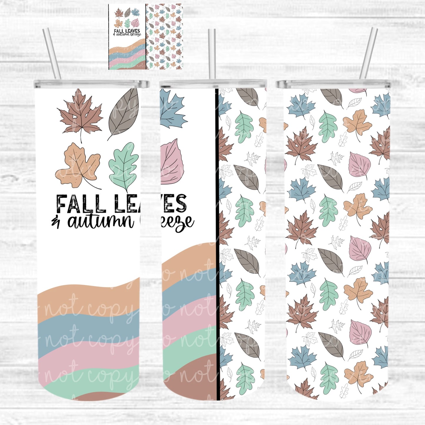 Fall Leaves Pastel Tumbler Wrap